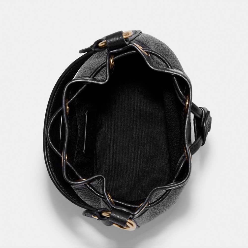 Coach Black Mini Bag with Embossed Logo and Drawstring - Picture 6 of 8